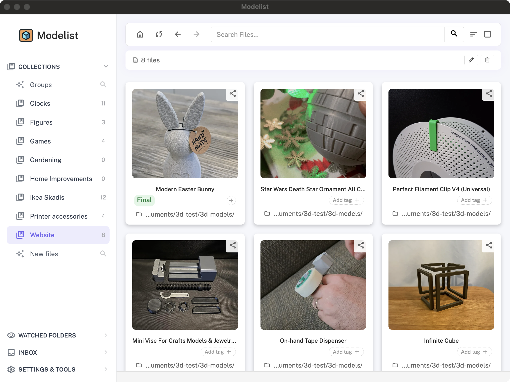 Modelist app screenshot